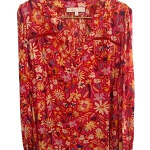 Karlie Red Graphic Long Sleeve Blouse